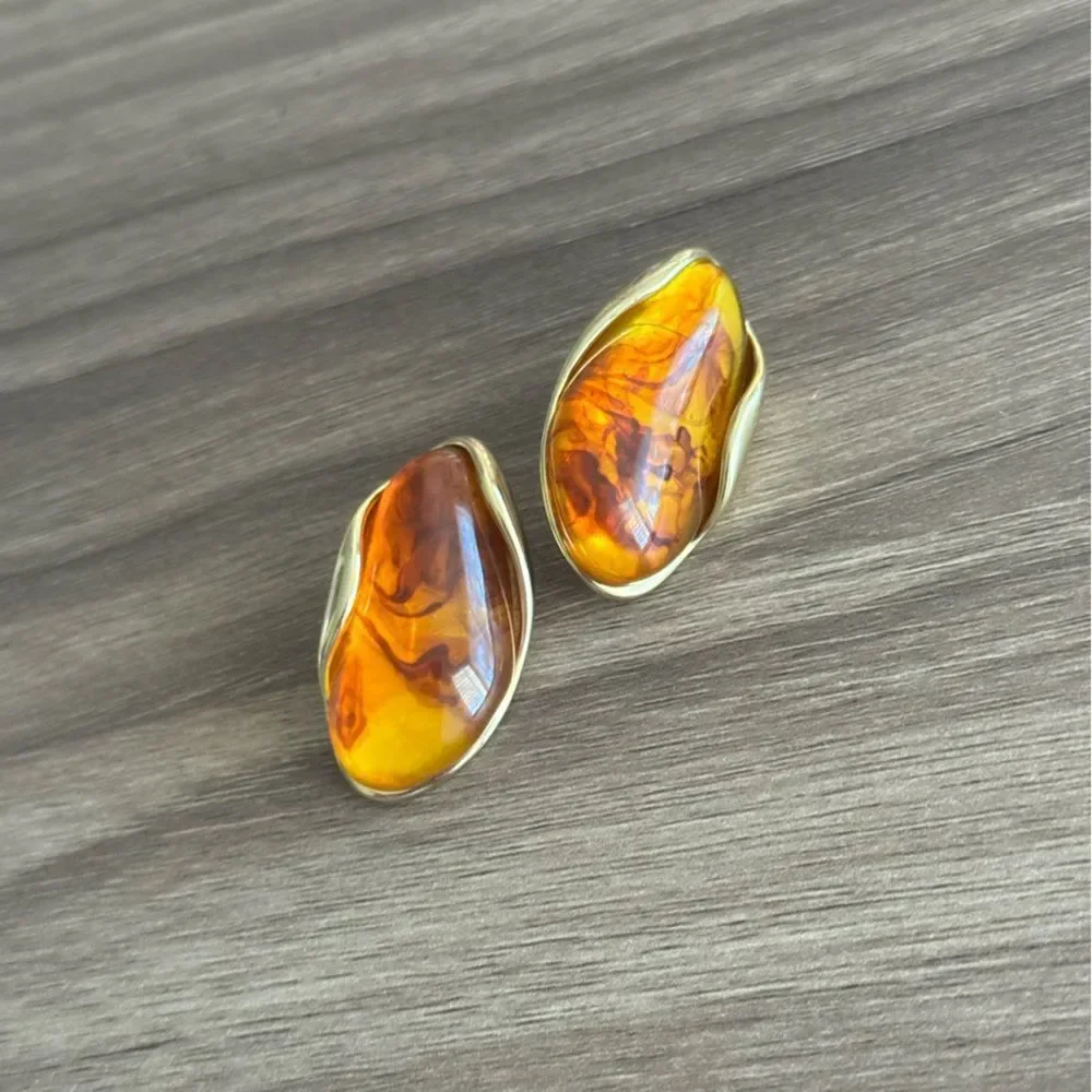 Brown stone Earrings Q844